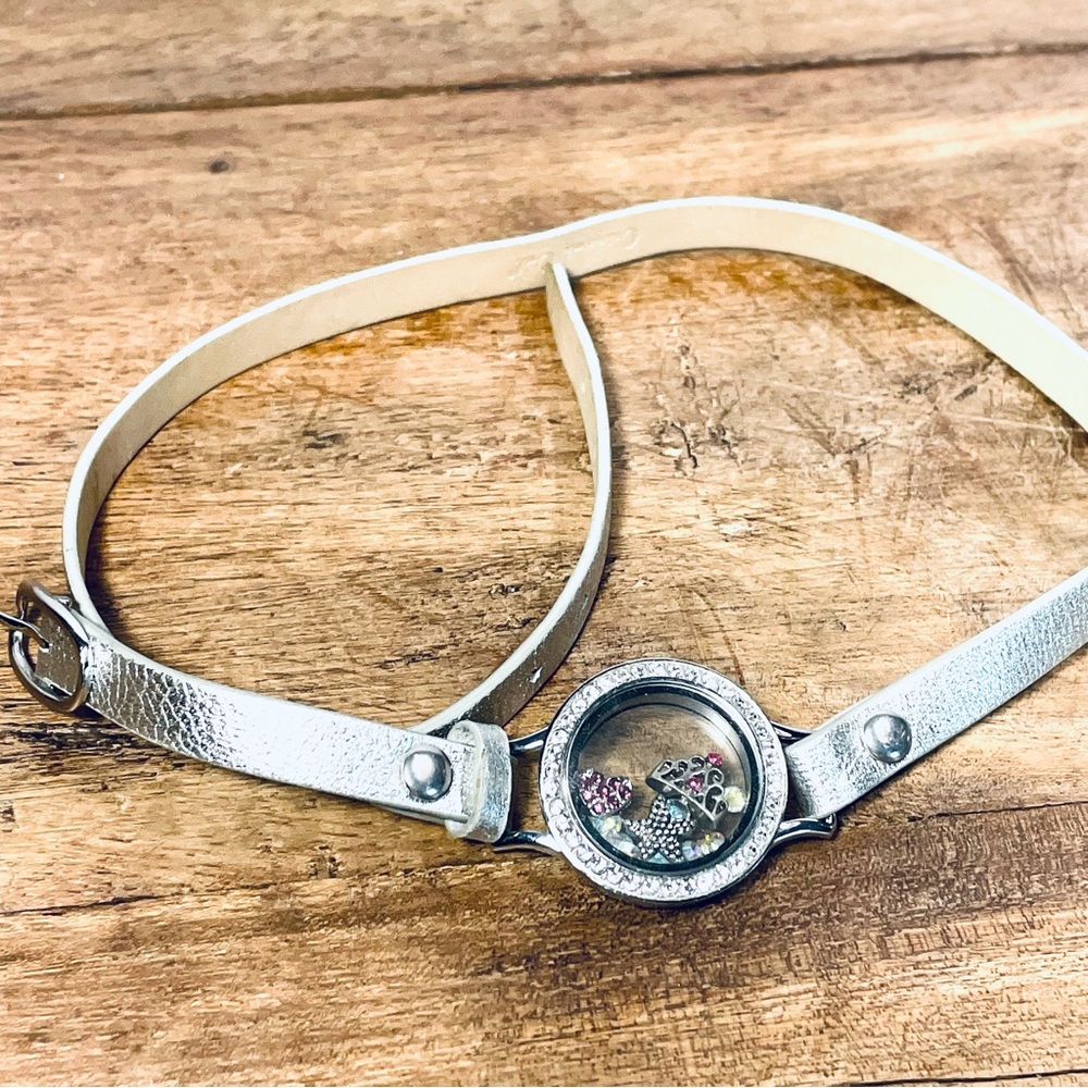 Origami Owl Silver wrap bracelet with charms